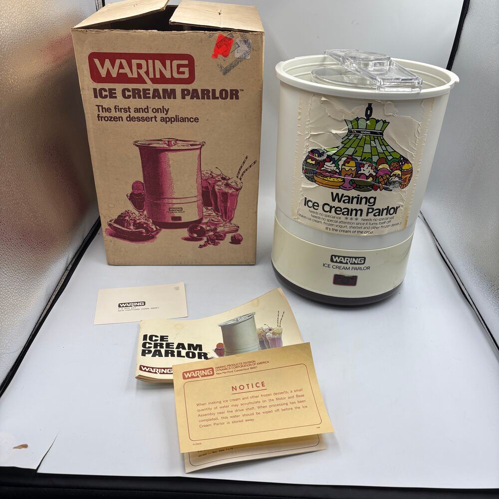 Vintage Waring Ice Cream Parlor CF520-1 Ice Cream Maker Tested Works Box Manual
